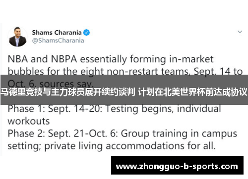 马德里竞技与主力球员展开续约谈判 计划在北美世界杯前达成协议